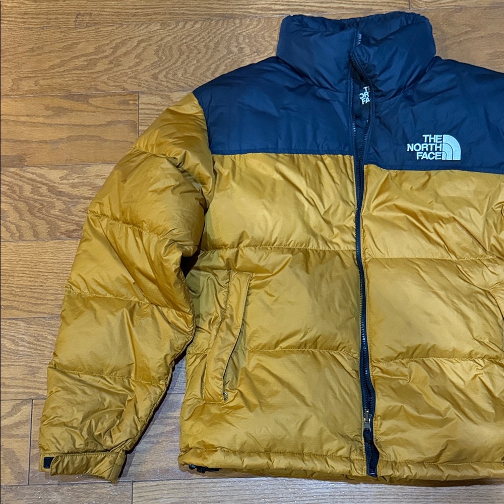 Excellent Condition.The North Face Navy and Mustard Puffer Jacket Sz L.